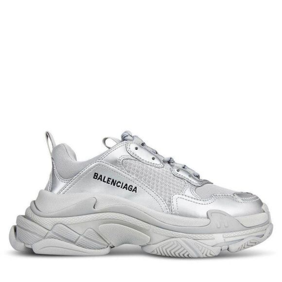 Balenciaga Triple S Men’s Sneakers Silver Metallic size 40 US Mens 7 - Picture 1 of 8